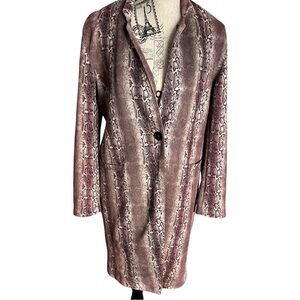 Andrew Marc Faux Snake Skin Print, Soft Single Button Coat With Pockets, Medium